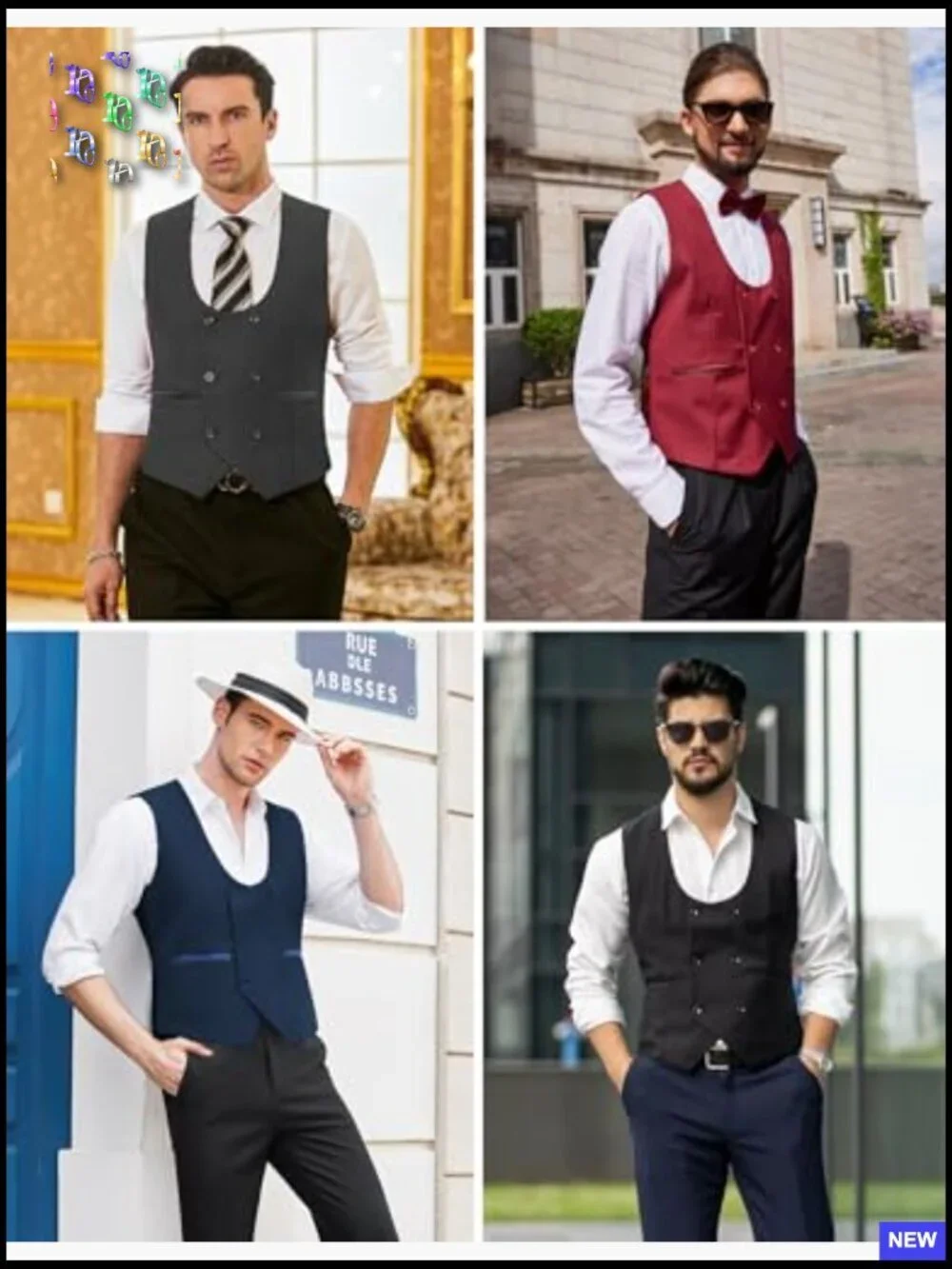 Slim Fit Double Breasted Dress Vest Formal Business Casual Waistcoat